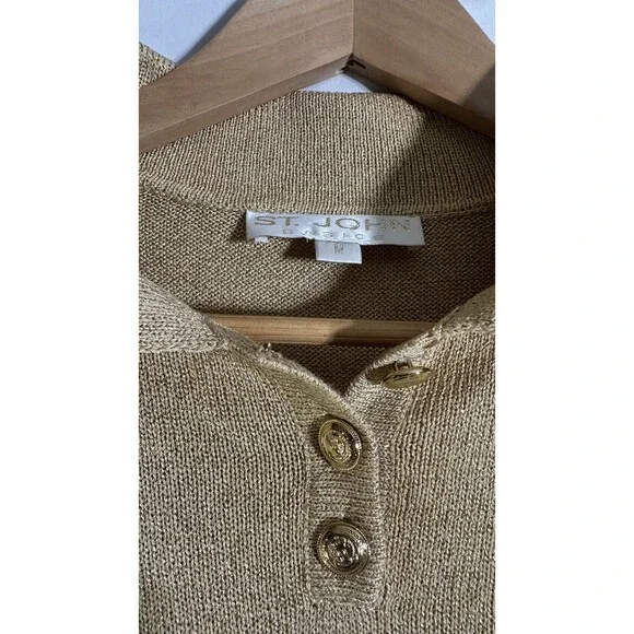 St John Basics Gold Collared Shirt Size M
